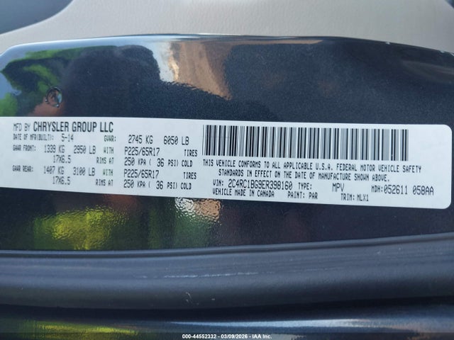Продажа на аукционе авто 2014 Chrysler Town & Country Touring, vin: 2C4RC1BG9ER398160, номер лота: 44552332