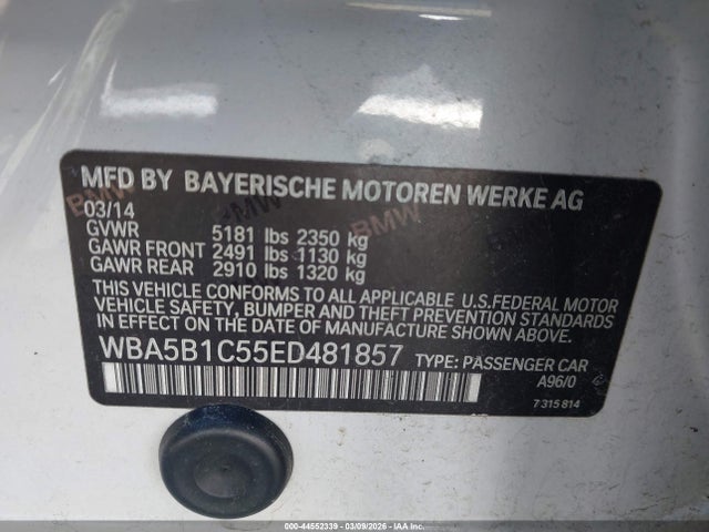 2014 BMW 535I WBA5B1C55ED481857 Photo 8