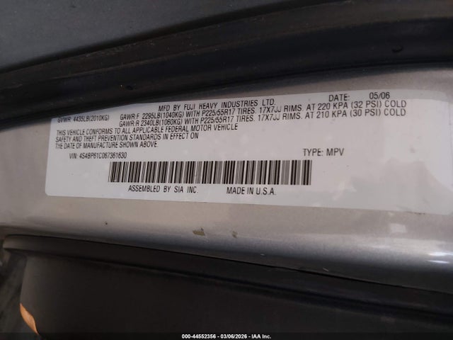 Продаж на аукціоні авто 2006 Subaru Outback 2.5i, vin: 4S4BP61C067361630, номер лоту: 44552356