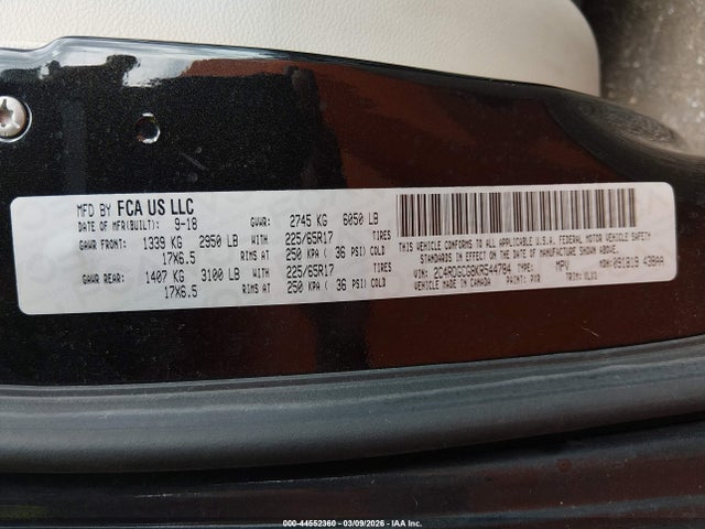 Продажа на аукционе авто 2019 Dodge Grand Caravan Sxt, vin: 2C4RDGCG8KR544784, номер лота: 44552360