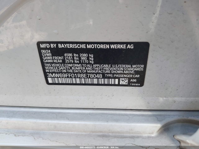 Aukcja sprzedaży 2024 Bmw 330i, vin: 3MW69FF01R8E78048, numer aukcji: 44552373
