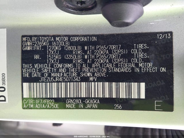 2014 TOYOTA 4RUNNER JTEZU5JR4E5071343 Photo 8