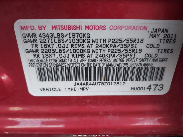 2011 MITSUBISHI OUTLANDER SPORT JA4AR4AU7BZ017812 Photo 8