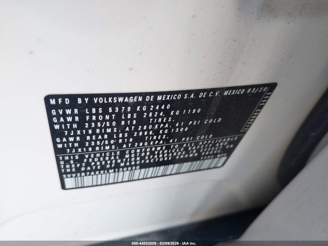 2020 VOLKSWAGEN TIGUAN 3VV2B7AXXLM130930 Photo 8