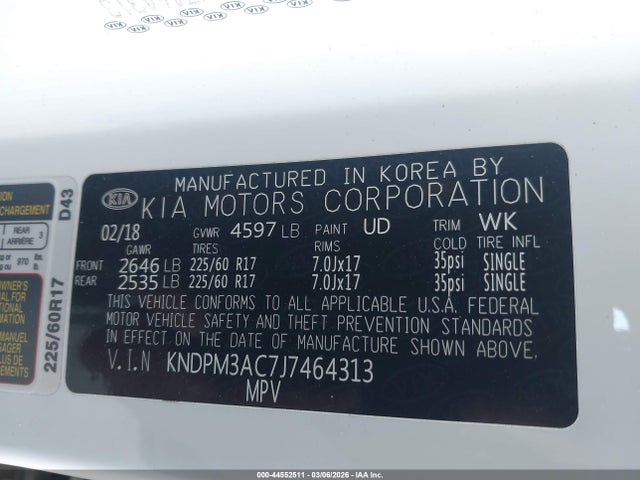 2018 KIA SPORTAGE KNDPM3AC7J7464313 Photo 8