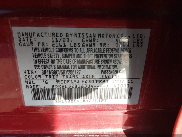 3N1AB8CV5RY256127 Nissan Sentra Sv Xtronic Cvt