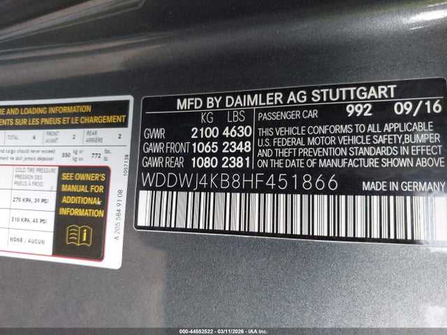 Продаж на аукціоні авто 2017 Mercedes-benz C 300 4matic, vin: WDDWJ4KB8HF451866, номер лоту: 44552522