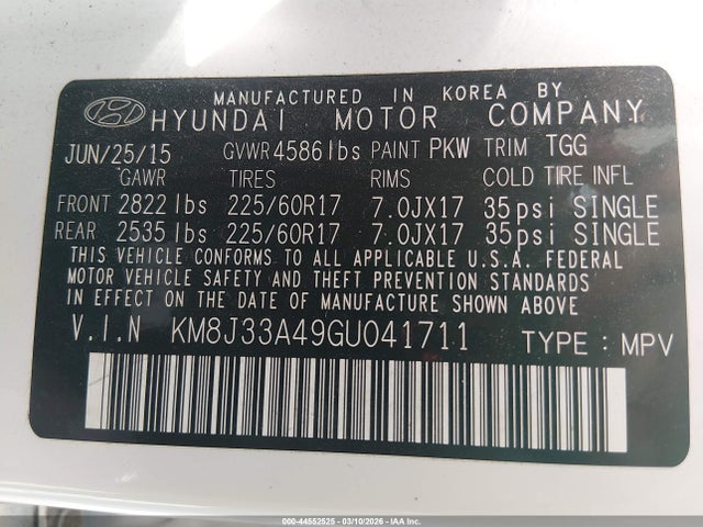 Hyundai TUCSON SE 2016 KM8J33A49GU041711 Image 9