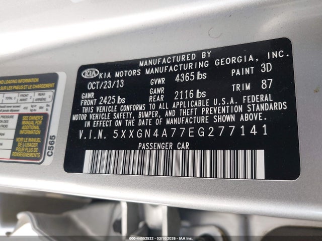 Продаж на аукціоні авто 2014 Kia Optima Ex, vin: 5XXGN4A77EG277141, номер лоту: 44552532