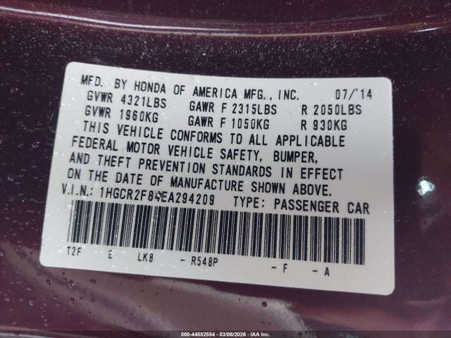 Honda Accord Ex-l 2014 1HGCR2F84EA294209 Image 9