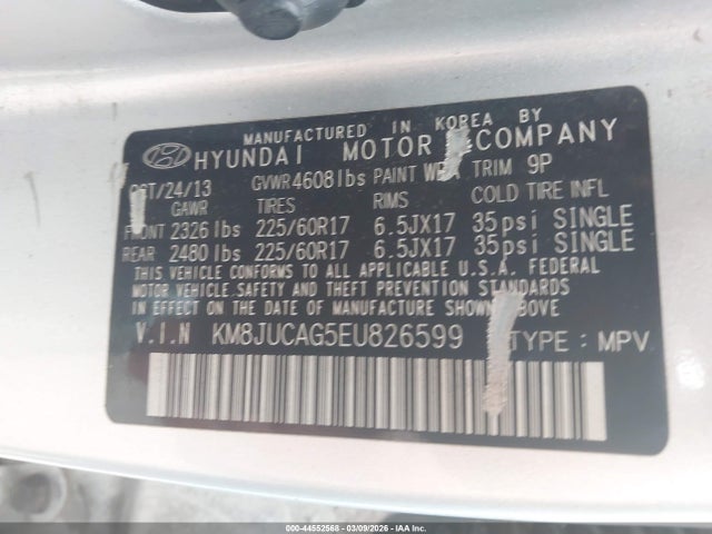 Hyundai TUCSON SE 2014 KM8JUCAG5EU826599 Image 9
