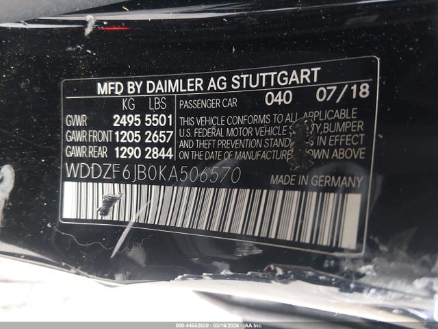 Продаж на аукціоні авто 2019 Mercedes-benz E 450 4matic, vin: WDDZF6JB0KA506570, номер лоту: 44552620