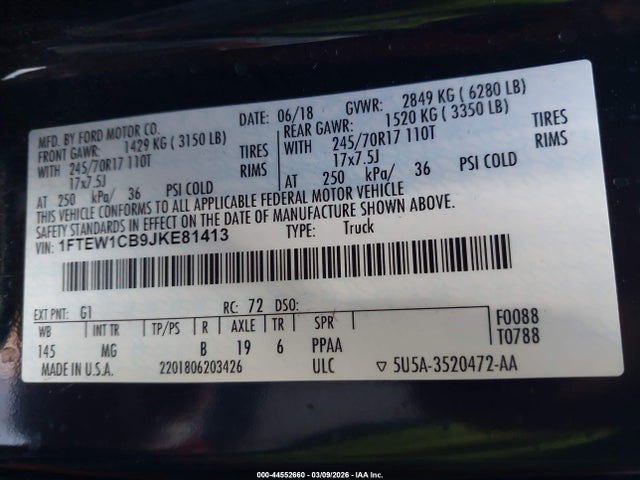 Ford F-150 Xlt 2018 1FTEW1CB9JKE81413 Image 9