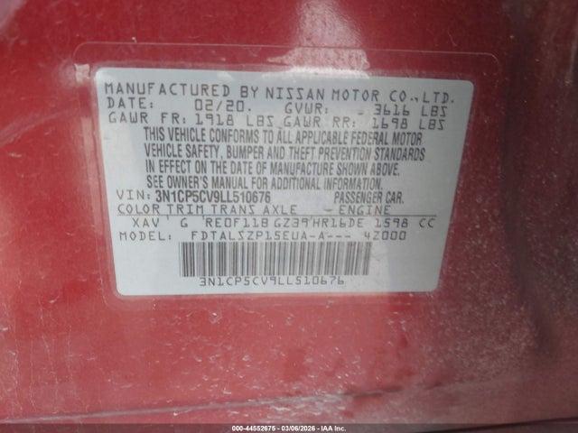 Nissan Kicks Sv Xtronic Cvt 2020 3N1CP5CV9LL510676 Image 9