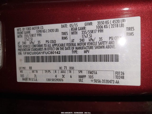 1FMCU0GX1FUC80142 Ford ESCAPE SE