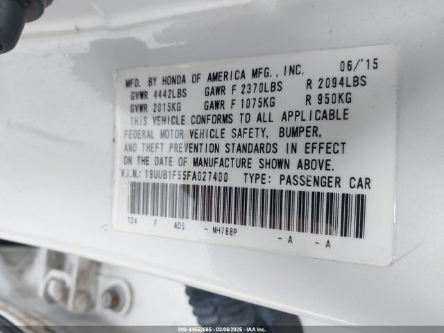 Aukcja sprzedaży 2015 Acura Tlx Tech, vin: 19UUB1F55FA027400, numer aukcji: 44552685