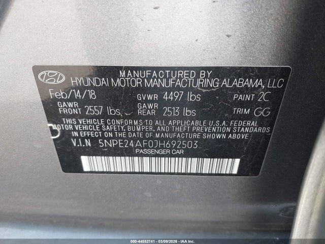 Hyundai SONATA SE 2018 5NPE24AF0JH692503 Image 9
