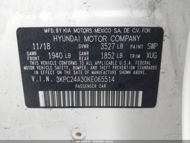 Hyundai ACCENT SE 2019 3KPC24A30KE065514 Image 9
