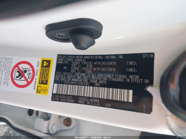 Toyota Highlander Se 2018 5TDJZRFH7JS901585 Image 9