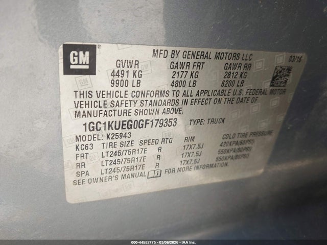 1GC1KUEG0GF179353 Chevrolet Silverado 2500hd Wt