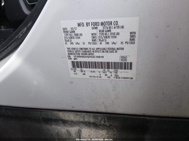 Продаж на аукціоні авто 2017 Ford Explorer Xlt, vin: 1FM5K8DH2HGC16915, номер лоту: 44552779