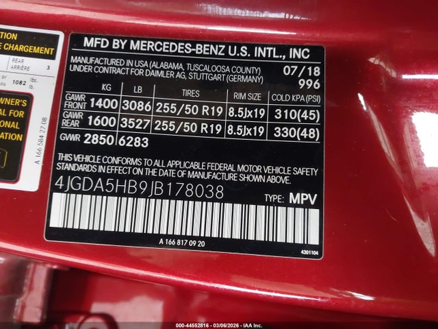 4JGDA5HB9JB178038 Mercedes-Benz Gle 350 4matic