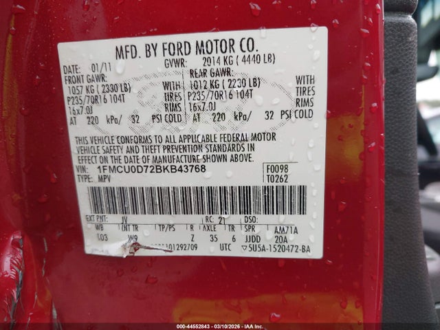 Продажа на аукционе авто 2011 Ford Escape Xlt, vin: 1FMCU0D72BKB43768, номер лота: 44552843