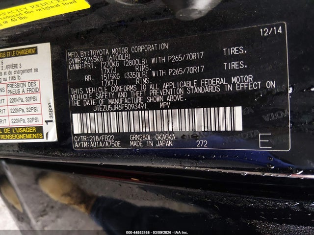2015 TOYOTA 4RUNNER JTEZU5JR6F5093491 Photo 8