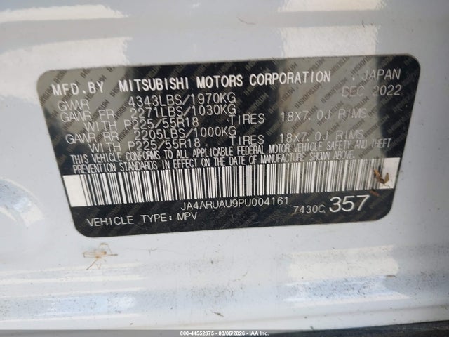 Продаж на аукціоні авто 2023 Mitsubishi Outlander Sport 2.0 Es Awc/2.0 Le Awc/2.0 Ralliart Awc/2.0 S Awc/2.0 Se Awc, vin: JA4ARUAU9PU004161, номер лоту: 44552875