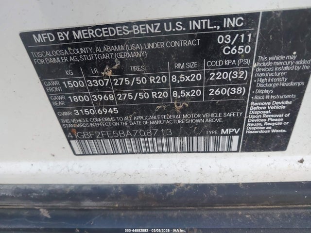 2011 MERCEDES-BENZ GL 350 BLUETEC 4JGBF2FE5BA708713 Photo 8