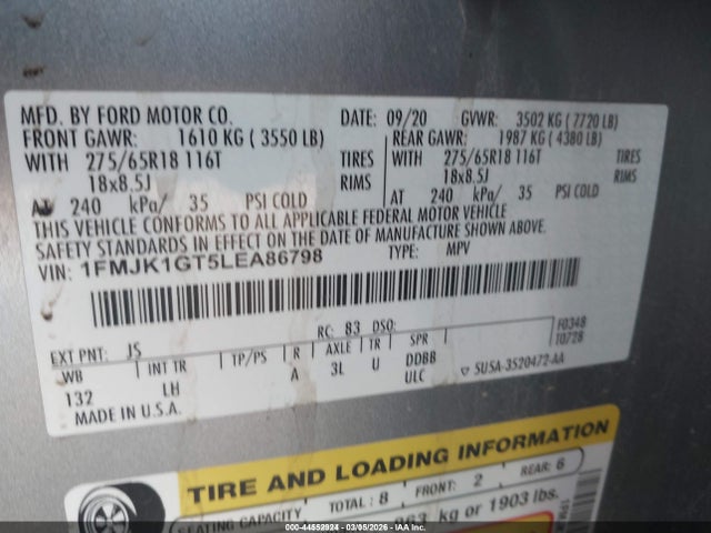 1FMJK1GT5LEA86798 Ford Expedition Xl Max