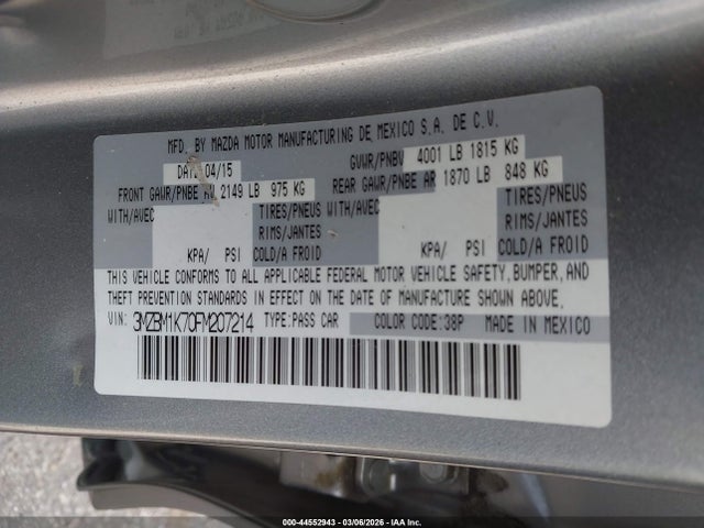 Aukcja sprzedaży 2015 Mazda Mazda3 I Sport, vin: 3MZBM1K70FM207214, numer aukcji: 44552943
