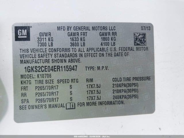 GMC YUKON SLT 2014 1GKS2CE04ER115947 Image 9