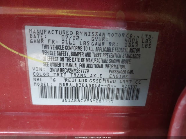 Nissan Sentra Sv Xtronic Cvt 2022 3N1AB8CV2NY287779 Image 9