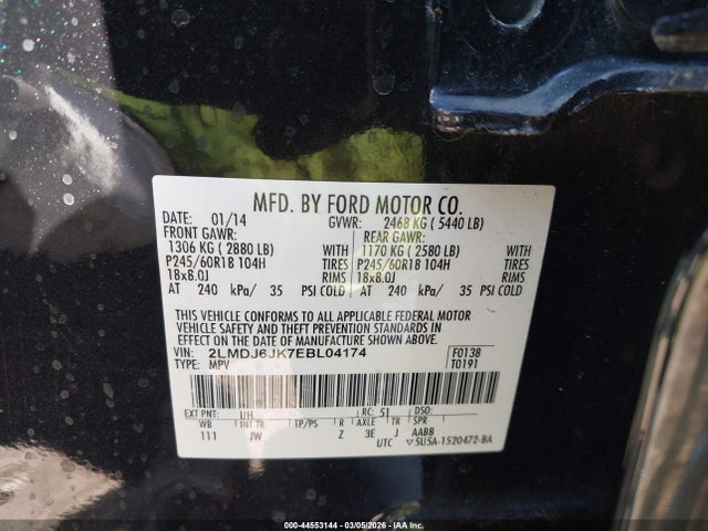 Aukcja sprzedaży 2014 Lincoln Mkx, vin: 2LMDJ6JK7EBL04174, numer aukcji: 44553144