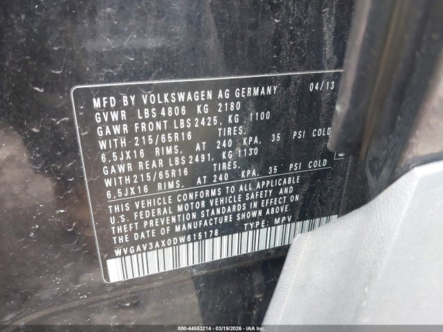 2013 VOLKSWAGEN TIGUAN WVGAV3AX0DW615178 Photo 8