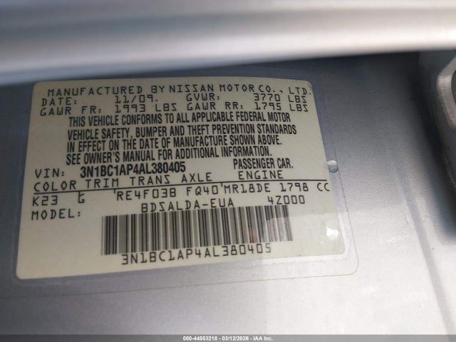 2010 NISSAN VERSA 3N1BC1AP4AL380405 Photo 8