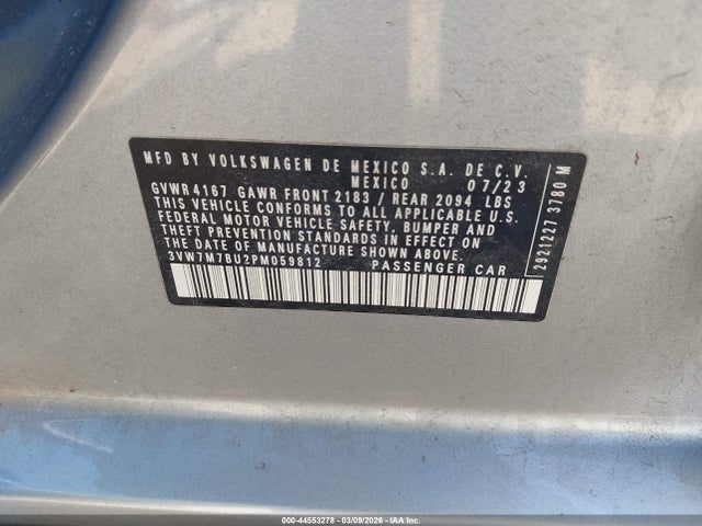 Продаж на аукціоні авто 2023 Volkswagen Jetta 1.5t Se, vin: 3VW7M7BU2PM059812, номер лоту: 44553278