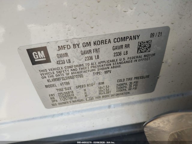 Продаж на аукціоні авто 2022 Buick Encore Gx Fwd Essence, vin: KL4MMFSL0NB070765, номер лоту: 44553279