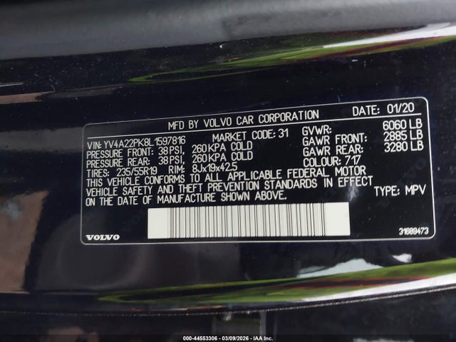 2020 VOLVO XC90 YV4A22PK8L1597816 Photo 8
