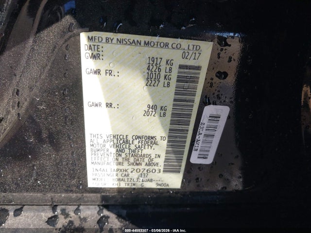 1N4AL3APXHC207603 Nissan Altima 2.5 Sv
