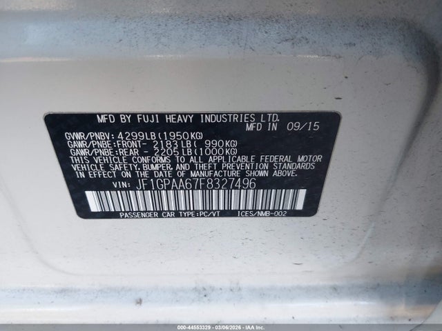JF1GPAA67F8327496 Subaru Impreza 2.0i