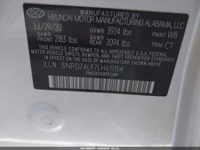Hyundai ELANTRA SE 2020 5NPD74LF7LH611154 Image 9