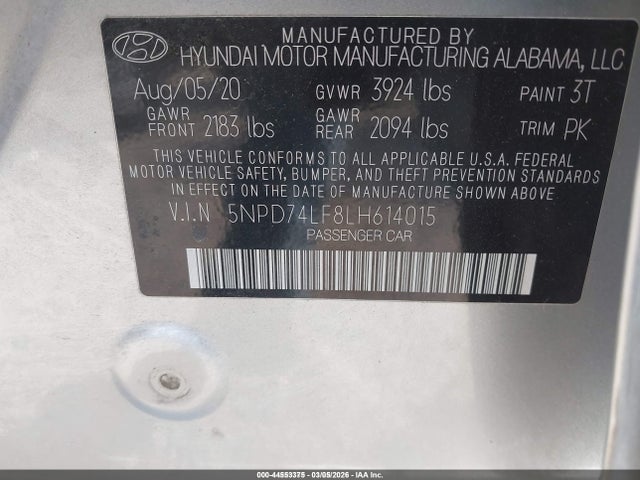 Hyundai ELANTRA SE 2020 5NPD74LF8LH614015 Image 9