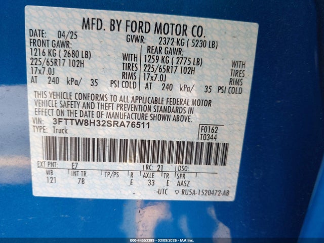 2025 FORD MAVERICK 3FTTW8H32SRA76511 Photo 8