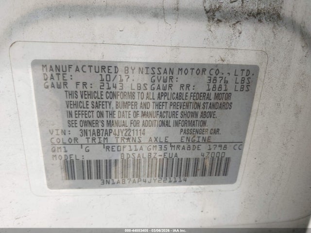 Nissan SENTRA S 2018 3N1AB7AP4JY221114 Image 9