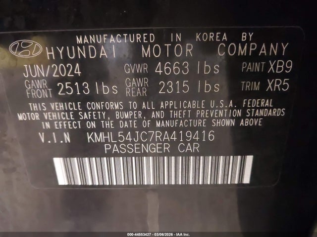 Продаж на аукціоні авто 2024 Hyundai Sonata N Line, vin: KMHL54JC7RA419416, номер лоту: 44553427