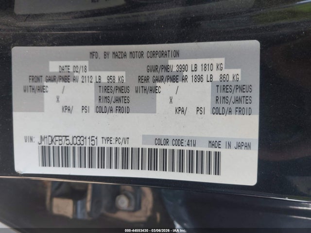 Продажа на аукционе авто 2018 Mazda Cx-3 Sport, vin: JM1DKFB75J0331151, номер лота: 44553430