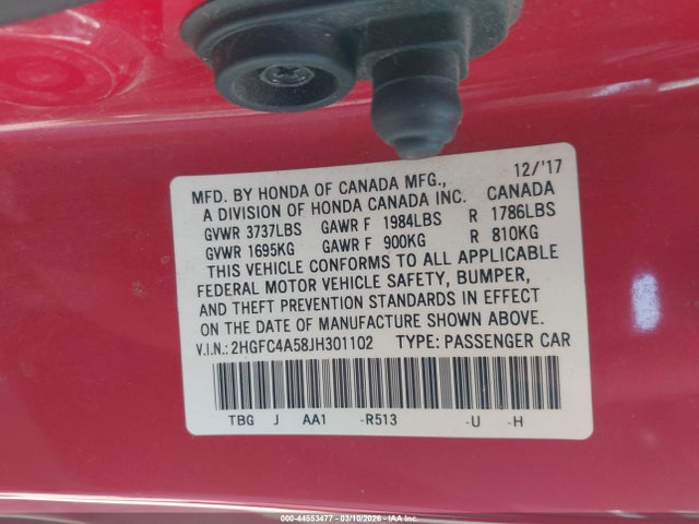 Honda Civic Lx 2018 2HGFC4A58JH301102 Image 9