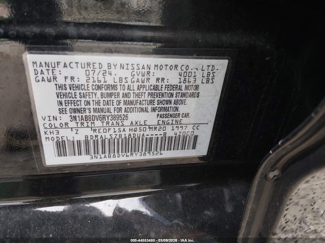 Продажа на аукционе авто 2024 Nissan Sentra Sr Xtronic Cvt, vin: 3N1AB8DV6RY389526, номер лота: 44553480